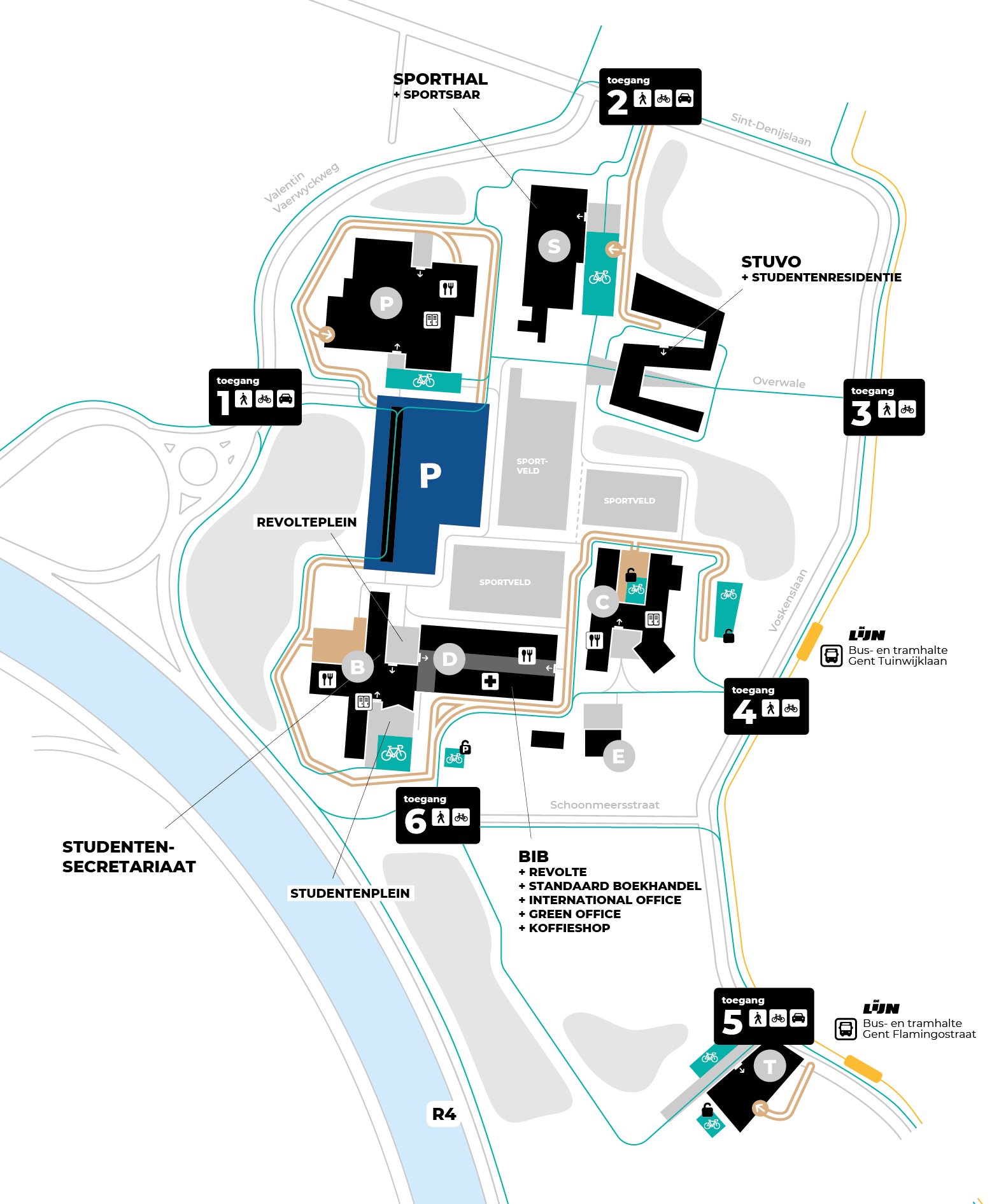 Plan of map plattegrond campus Schoonmeersen