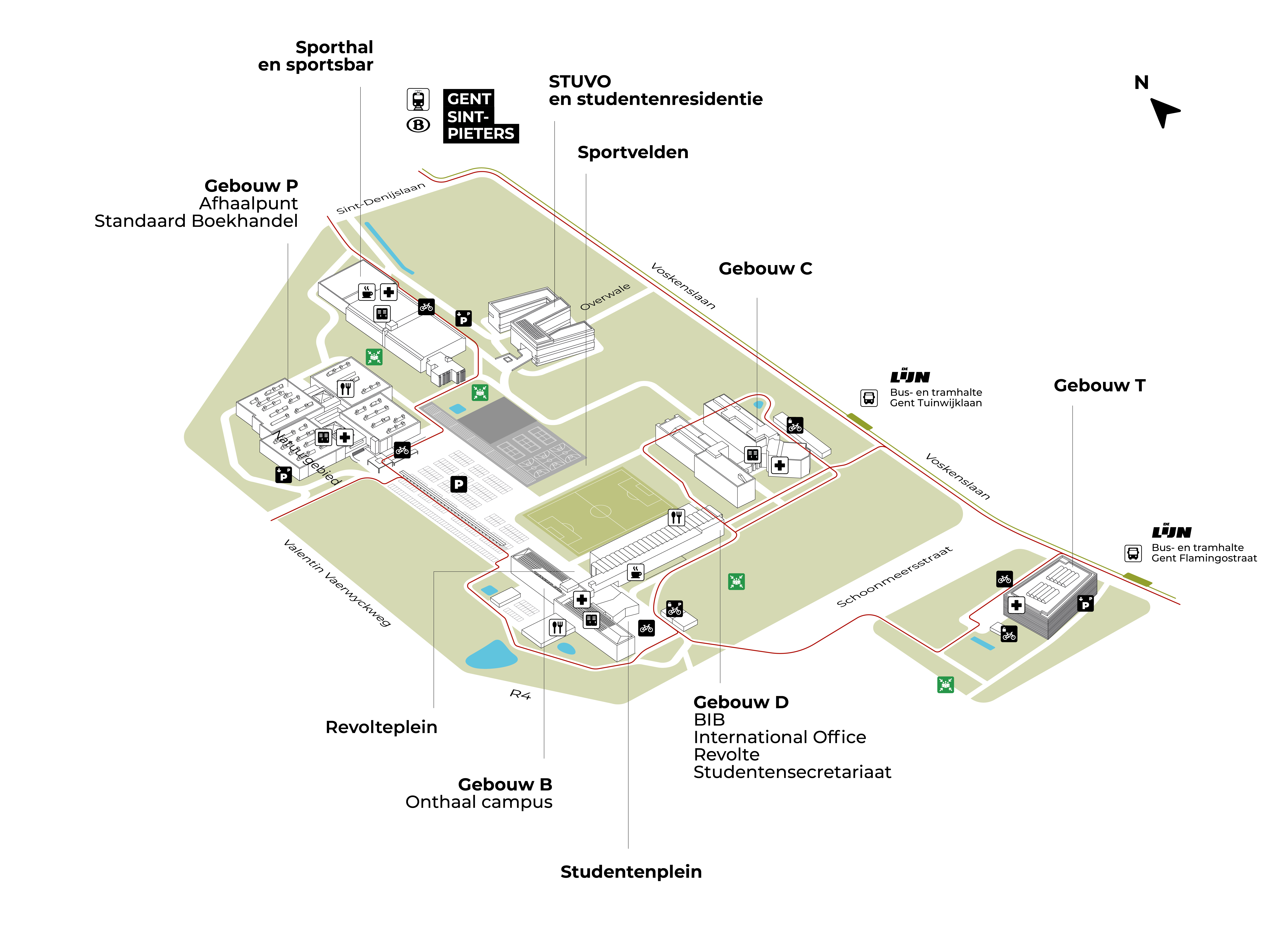 Plan of map plattegrond campus Schoonmeersen