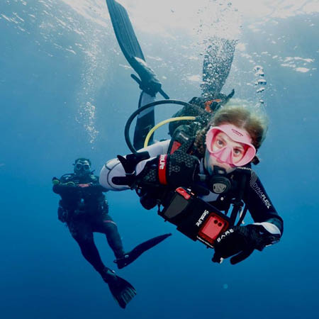 Studente dierenzorg Marlies Hemelinckx duikt in Zuid-Afrika tijdens haar stage bij The SharkWise Project.